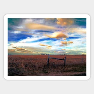 Fields Under a Swirling Sky Sticker